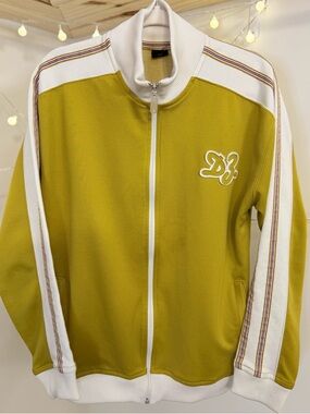 🌾 FARM Rio Mustard and White Zip-Front Track Jacket